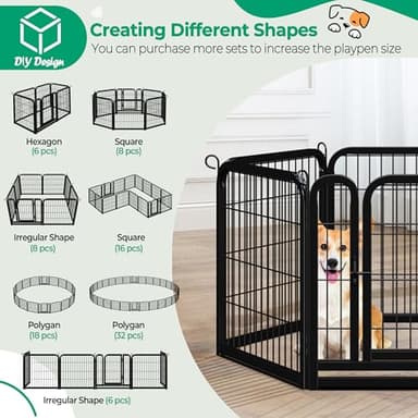 Yaheetech Dog Playpen Outdoor 24 inch 12 Panels Indoor Dog Fence Metal Dog Pen Heavy Duty Pet Puppy Exercise Pen for RV Camping Garden Yard - Image 5
