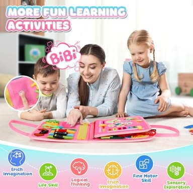 URMYWO Toddler Busy Board - Busy Book Montessori Toys for 1 2 3 4 Year Old - Preschool Learning Activities with Alphabet Number Animal, Educational Travel Toys Birthday Gifts for Kids - Image 6