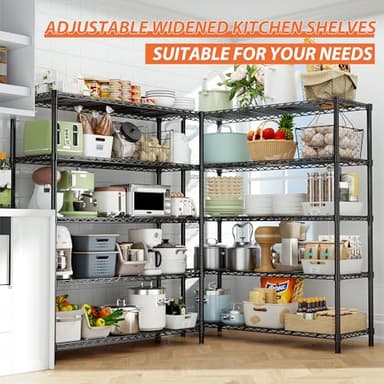 Storage Shelves Heavy Duty, 48" L x 20" W x 72" H Garage Wire Shelving Unit Loads 2000LBS, 5-Tier Adjustable Metal Industrial Utility Shelf Rack for Kitchen, Laundry Room, Pantry, Warehouse, Basement - Image 5
