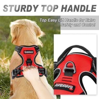 BARKBAY No Pull Dog Harness Front Clip Heavy Duty Reflective Easy Control Handle for Large Dog Walking(Red,L) - Image 3