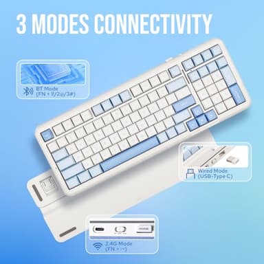 MechLands MCHOSE K99 96% Wireless Gaming Keyboard, Gasket Mechanical Keyboard, BT5.0/USB-C/2.4GHz Wireless Creamy keyboard, with 6-Layer Padding, 6000mAh Battery, Hot Swappable, NKRO for Win/Mac/Linux - Image 3