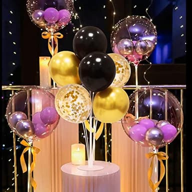 ZJDHPTY Black and Gold Party Decorations Balloon Stand Table Centerpieces for Birthday Wedding Retirement Anniversary Father's Day Halloween New Years Graduation Decorations 2025 (Black gold set4) - Image 4