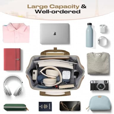 Maelstrom Travel Backpack for Women Men,Laptop Backpack Fits 15.6-17.3 Inch Laptop, Nurse/Teacher/Work Bag with Insulated Lunch Box,Water Resistant Carry On Backpack,Khaki-Beige - Image 7