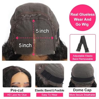 BVWCBJ 28 Inch 5x5 HD Lace Closure Wigs Human Hair Wear and Go Glueless Wigs Human Hair Pre Plucked Pre Cut 180% Density Body Wave Lace Front Wigs Human Hair for Women - Image 6