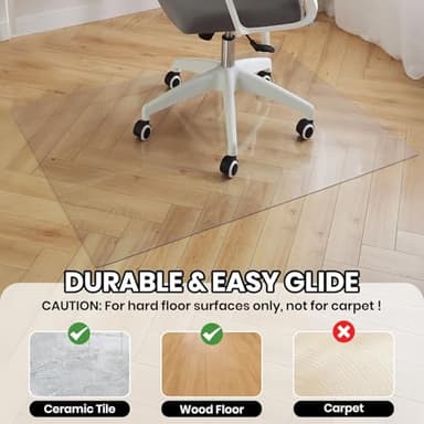 Clear Chair Mat for Hardwood Floor, 96 x 120 Inch Large Office Chair Mat, Plastic Floor Protector, 8'×10' Area Rug for Living Room, Heavy Duty Wood Tile Floor Mats for Home Laundry Dining Area - Image 3