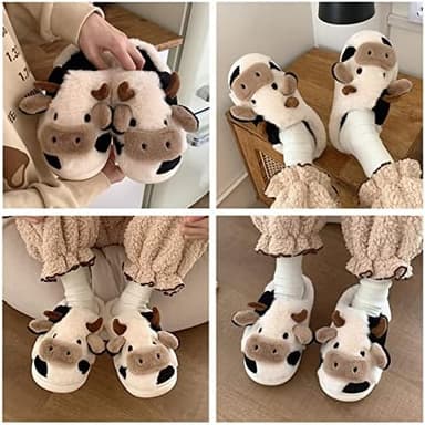 Jerzmy Cute Animal Cow Pig Men Women House Slippers, Comfy Memory Foam Cloudy Soft Slippers Plush Home Shoes for Bedroom Living Room Indoor - Image 7