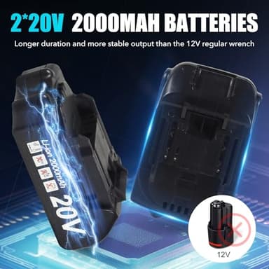 SPICIMOMO 80N.m Electric Ratchet Wrench Set with 2 Batteries 21V 2.0Ah, High Torque Power Socket Wrench for Automotive & Mechanical Repairing, Heavy Duty Cordless Ratchet Includes 6 Socket, LED Light - Image 3