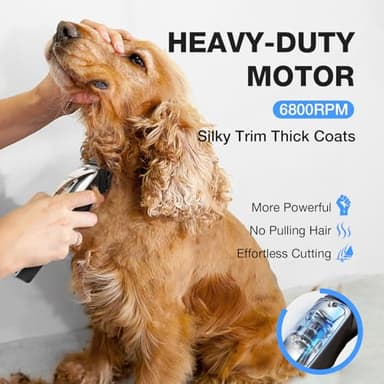 FuzzyFix Dog Clippers for Grooming for Thick Heavy Coats, Professional Low Noise Dog Grooming Clippers Supplies Kit Rechargeable Stainless Steel Hair Trimmer with Ceramic Blade for Dogs Cats Pet - Image 5