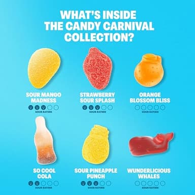 Shameless Snacks Candy Carnival - Healthy Low Sugar Snacks with Pineapple, Mango, Orange, Strawberry & Cola Gummies - Vegan, Gluten-Free, Low-Calorie Candy Variety Pack - Image 8