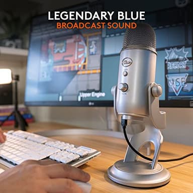 Logitech Creators Blue Yeti USB Microphone for Gaming, Streaming, Podcast, YouTube, Discord, PC, Studio Sound, Plug & Play-Silver - Image 3