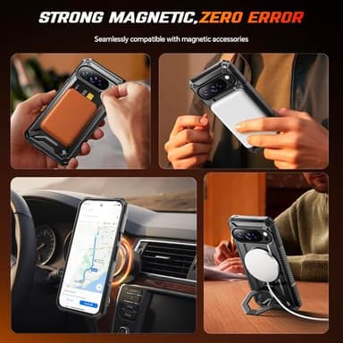 TONGATE for Pixel 10 Pro XL Case with 360° Spin Magnetic Stand, Compatible with MagSafe, Non-Slip Edge Rugged, Military Grade Protection for Google Pixel 10 Pro XL Case, Black - Image 3