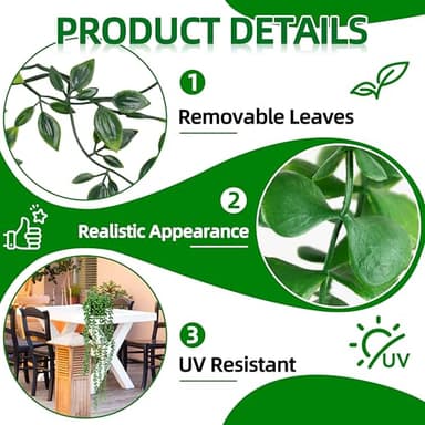 Artificial Hanging Plants for Shelf, 4 Pack Fake Potted Greenery Faux Eucalyptus Vine, Mandala Vine, String of Pearls,Pea pod Leaves in Pot for Office Living Room Bathroom Indoor Outdoor Décor - Image 3