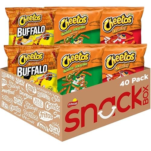 Cheetos Cheese Flavored Snacks, Cheesy & Spicy Favorites with Crunchy, Buffalo, and Cheddar Jalapeno Variety Pack, 1 Ounce (Pack of 40) - Image 1