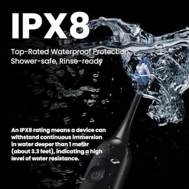 Electric Toothbrush, Marlincare Electric Toothbrush for Adults 180 Days Battery Life Rechargeable with 5 Modes, 48000VPM Motor Smart Timer IPX8, Sonic Toothbrush with 4 Brush Heads &Travel Case, Black - Image 6