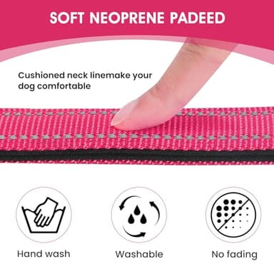 PenSeepet Reflective Dog Collar Padded with Soft Neoprene Breathable Quick Release Basic Dog Collars for Medium Dogs Hot Pink Girl - Image 3