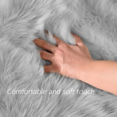 Latepis 3x5 Faux Sheepskin Rug, Faux Fur Rug for Living Room, Fluffy Washable Rugs for Bedroom, Teen Bedroom Decor, Grey Fluffy Rugs, Rectangle - Image 4