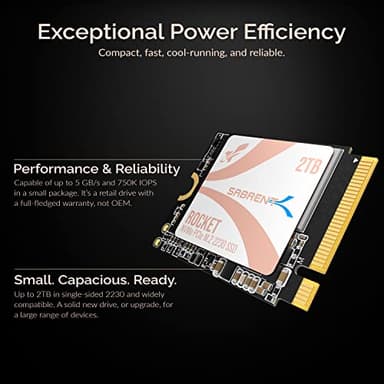 SABRENT Rocket Q4 2230 NVMe SSD 2TB – PCIe Gen4 M.2 Internal SSD for Steam Deck, ROG Ally, Surface Pro, Mini PCs – DRAM-Less QLC, Up to 5GB/s, Single-Sided, Compact Form Factor [SB-213Q-2TB] - Image 5