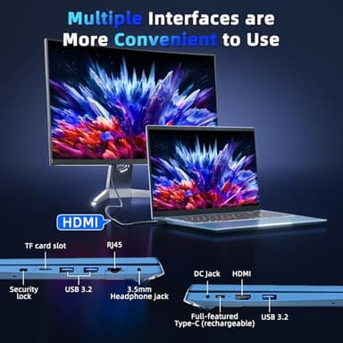 Naclud 15.6 Inch Laptop Computer, Windows 11 Laptops with 16GB RAM 1024GB SSD, Core i3-10100Y CPU(Up to 3.9GHz), Backlit Keyboard, 53.2WH Battery, WiFi 6, IPS FHD Display, 180° Viewing, HDMI, Type-C - Image 8