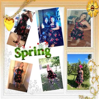 Topdress Women's Vintage Polka Audrey Dress 1950s Halter Retro Cocktail Dress Black/Fuchisa Rose S - Image 4