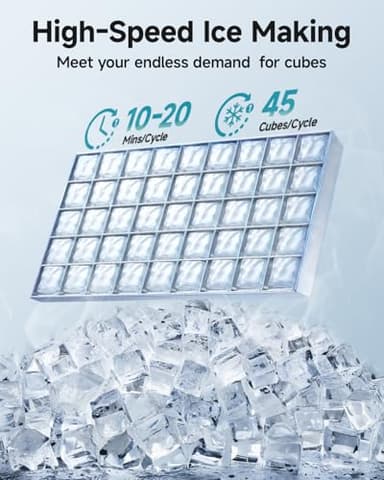 EUHOMY Commercial Ice Maker Machine, 100lbs/24H Stainless Steel Under Counter ice Machine with 33lbs Ice Storage Capacity, Freestanding Ice Maker. - Image 3