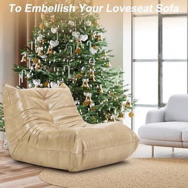 Hobestluk Giant Bean Bag Chair Lazy Floor Sofa, Memory Foam Fireside Sofa for Adults, Big Beanbag Faux Leather Armless Chair for Living Room Bedroom Dorm Office (Khaki, Single) - Image 7