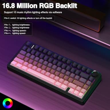 AULA F75 Pro Wireless Mechanical Keyboard,75% Hot Swappable Custom Keyboard,RGB Backlit,Pre-lubed Reaper Switches,Side Printed PBT Keycaps Mechanical Gaming Keyboards, Pink&Black - Image 4