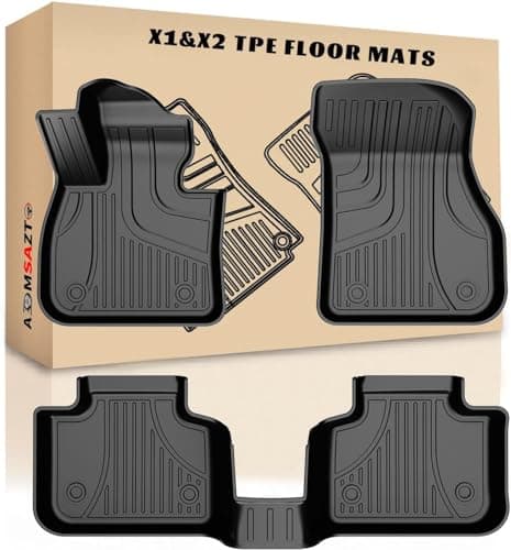 AOMSAZTO Floor Mats for BMW X1 2016-2022 & BMW X2 (F39) 2018-2023 2024 All Weather Floor Mats, 1st & 2nd Row Full Set Rubber Floor Liners, Anti Skid Car Mats, Black - Image 1