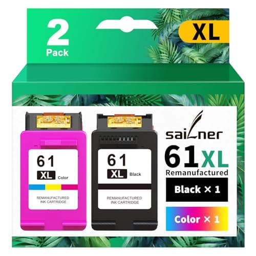 SAILNER 61XL Ink Cartridge Replacement for HP Ink 61 Black and Color Combo Pack 61XL for Envy 4500 4501 4502 5530 Officejet 4630 4635 Deskjet 1000 1010 2540 Series Printer 61 Ink, 2-Pack - Image 1