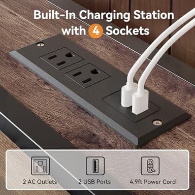 Susalt Queen Size Bed Frame with Storage Headboard, Sturdy Metal Platform Bed Frame with LED Lights and Charging Station, Easy Assembly, No Box Spring Needed, Noise Free, Rustic Brown - Image 4