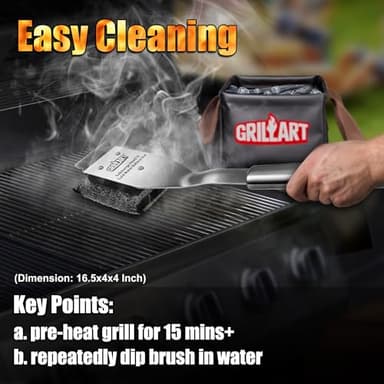 GRILLART Grill Brush Bristle Free, Safe Grill Brush for Outdoor Grill, SteamWizards BBQ Grill Cleaning Brush Kit, Replaceable Head Grill Scraper Tool, Grill Cleaner BBQ Accessories, Gifts for Men/Dad - Image 5