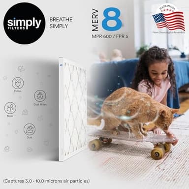 Simply 20x25x4 Air Filter, MERV 8, MPR 600, 6 Pack, Furnace Air Filter for HVAC (Actual Size:19.5"x24.5"x3.63") DUST, Pet, & Allergy Control - Image 2