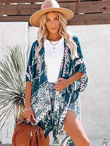Moss Rose Beach Vacation Essentials for Women Kimono Cover ups Swim Cover up Bohemian Swimsuit Wear - Image 3