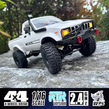 HLSFWDRIVE WPL C24-1 RC Rock Crawler RC Truck 4x4 1/16 Scale RC Crawler Off Road Remote Control Pickup 2.4G All Terrain RTR with Proportional Throttle Steering Led Light Adult - Image 3