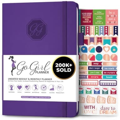 GoGirl Planner and Organizer for Women – A5 Size Weekly Planner, Goals Journal & Agenda to Improve Time Management, Productivity & Live Happier. Undated – Start Anytime, Lasts 1 Year – Purple - Image 1