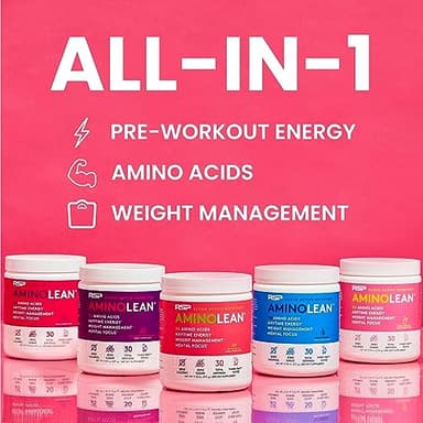 RSP NUTRITION AminoLean Pre Workout Powder, Amino Energy & Weight Management with Vegan BCAA Amino Acids, Natural Caffeine, Preworkout Boost for Men & Women, 30 Serv, Pink Lemonade… - Image 4
