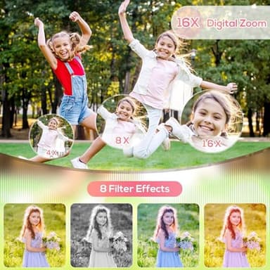 Digital Camera for Kids, WITYEAH 48MP FHD 1080P Point and Shoot Digital Cameras with 16X Zoom Anti-Shake, Compact Portable Cameras for Photography, for Boys Girls Teens Beginners-Pink - Image 4