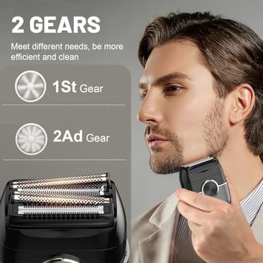 Electric Foil Shavers for Men: Upgraded Mini Electric Razor with 4 Floating Blades & Big LED Display - Foil Shaver for Men with 2 Gears Adjustable - Face Shaver with IPX7 Waterproof Wet/Dry,USB Type C - Image 4