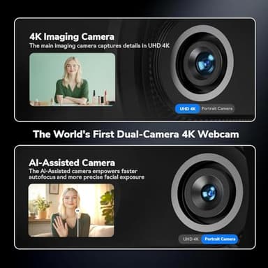 EMEET Piko+ Webcam 4K, World's 1st Dual-Camera AI-Powered 4K Webcam, 1/2.55'' Sony Sensor, 3 Mics&3 Sound Modes, Panda Magnetic Privacy Cover, USB C-C&C-A, Ideal for Livestreamers and Content Creators - Image 2