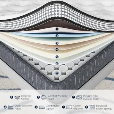 Twin Mattress, 10 Inch Twin Size Hybrid Mattress in a Box with Gel Memory Foam, Pocket Springs for Motion Isolation, Zoned Back & Lumbar Support, Medium Firm, CertiPUR-US Certified, 100-Night Trial - Image 5