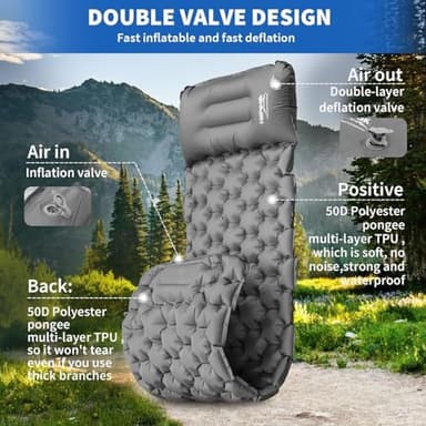 HiiPeak Sleeping Pad for Camping- Ultralight Inflatable Sleeping Mat with Built-in Foot Pump & Pillow, Upgraded Compact Camping Air Mattress for Camping, Backpacking, Hiking - Image 6