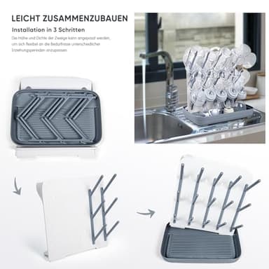 Termichy Baby Bottle Drying Rack: Large Vertical Bottle Dryer Rack Holder - Space Saving Standing Drying Rack for Baby Bottles and Pump Part Cleaning (Gray) - Image 7