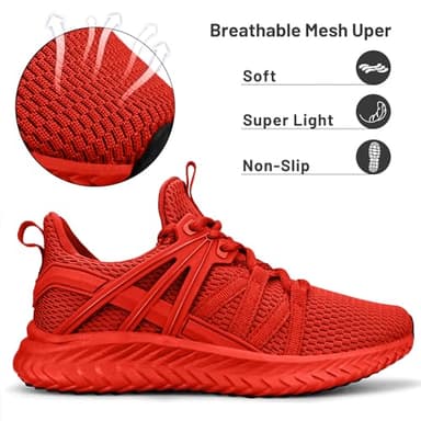 Abboos Womens Walking Shoes- Memory Foam Lightweight Tennis Shoe Sports Shoes Gym Slip On Running Sneakers Red Size 7 - Image 2