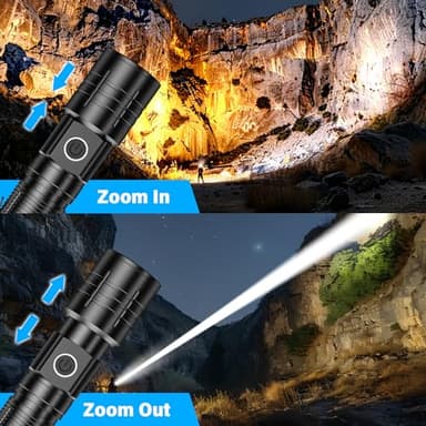 AdamStar Tactical High Lumens Flashlights, LED Rechargeable Flashlight Super Bright Flash Light with Power Display Waterproof Small Flashlights for Camping Emergencies, 6Modes Zoomable Pocket - Image 7