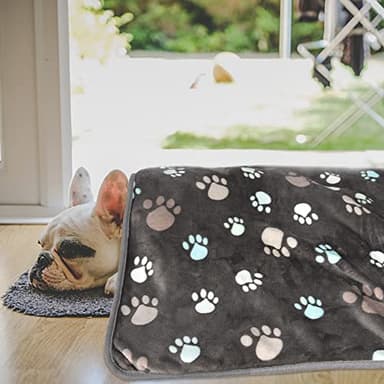 Rezutan Dog Blanket for Large Dogs, Upgraded 3 Pack Dog Cat Flannel Blankets Washable, Soft Pet Throw Cover Suitable for Kennel Crate Bed, Cute Paw Pattern, Grey, 31" x 41" - Image 8