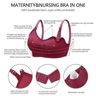 Angelhood Nursing Bra 5 Pack Womens Maternity Breastfeeding Bra Seamless Wireless Sleep Bra with Bra Extenders - Image 4