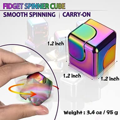 Fidget Spinner Toys Cube Adults, Easter Basket Stuffers for Teens Metal Cool Stuff Desk Gadgets Office Toys Small Anxiety Figette Sensory Toy ADHD Tool Fingears Figet Stress Valentine Gift for Boys - Image 2