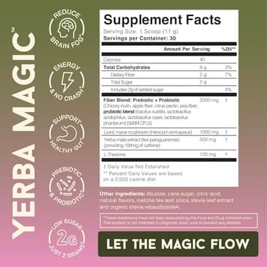 Brainista Yerba Mate Instant Tea Powder, 3-in-1 Super Drink - Clean Energy, Brain Fog Buster, and Gut Health Powered by Nootropics, Prebiotics and Probiotics | Yerba Magic Strawberry Matcha 30 Servings - Image 7