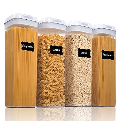 Vtopmart 4 PCS Airtight Food Storage Containers, BPA Free Plastic Spaghetti Pasta Containers with Easy Lock Lids, for Kitchen Pantry Organization and Storage, Include 24 Labels, 1.8L - Image 1