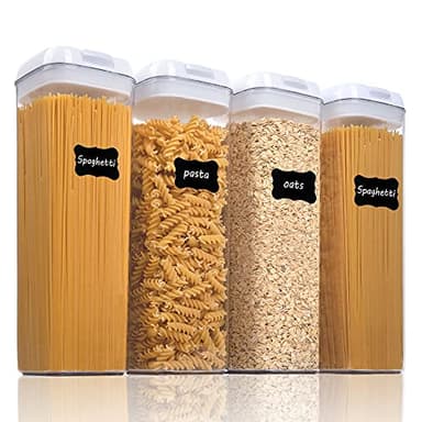 Vtopmart 4 PCS Airtight Food Storage Containers, BPA Free Plastic Spaghetti Pasta Containers with Easy Lock Lids, for Kitchen Pantry Organization and Storage, Include 24 Labels, 1.8L - Image 1