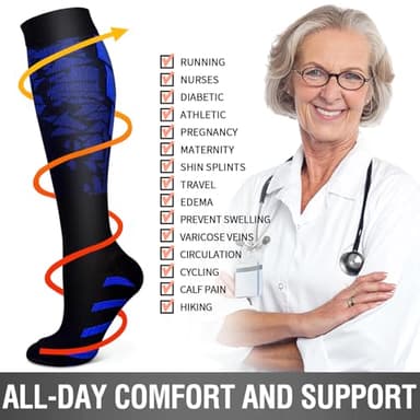 Bluemaple 6 Pack Copper Compression Socks for Women and Men Circulation-Best Support for Medical, Running,Nursing,Athletic - Image 6